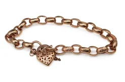 9ct Rose Gold Oval Belcher Link Bracelet with Etched Links