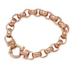 9ct Rose Gold Oval Belcher Link Bracelet With Bolt Clasp