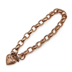 9ct Rose Gold Oval Belcher Link Bracelet with Etched Links