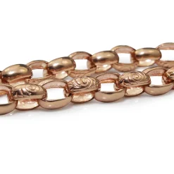 9ct Rose Gold Oval Belcher Link Bracelet with Etched Links