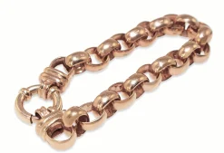 9ct Rose Gold Oval Belcher Link Bracelet With Bolt Clasp