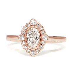 18ct Rose Gold Oval Diamond Ring