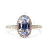 18ct Rose Gold Oval Sapphire and Diamond Halo Ring