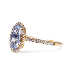 18ct Rose Gold Oval Sapphire and Diamond Halo Ring