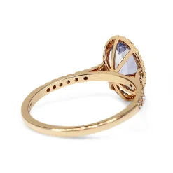18ct Rose Gold Oval Sapphire and Diamond Halo Ring
