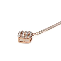 18ct Rose Gold Pavè Diamond Cushion Shaped Necklace on 9ct Chain