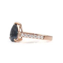 18ct Rose Gold Pear Sapphire and Diamond Ring