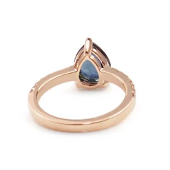 18ct Rose Gold Pear Sapphire and Diamond Ring