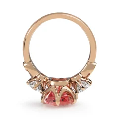 18ct Rose Gold Pink Padparadscha Sapphire and Diamond 3 Stone Ring