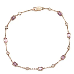 18ct Rose Gold Pink Sapphire and Rose Cut Diamond Bracelet