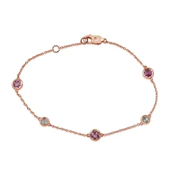 18ct Rose Gold Pink Sapphire and Rose Cut Diamond Bracelet