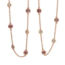 18ct Rose Gold Pink Sapphire and Rose Cut Diamond Chain / Necklace