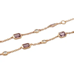 18ct Rose Gold Pink Sapphire and Rose Cut Diamond Bracelet