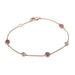 18ct Rose Gold Pink Sapphire and Rose Cut Diamond Bracelet