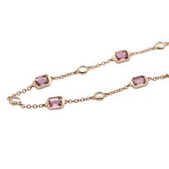 18ct Rose Gold Pink Sapphire and Rose Cut Diamond Bracelet
