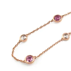 18ct Rose Gold Pink Sapphire and Rose Cut Diamond Bracelet