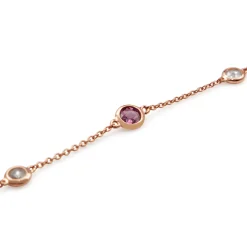 18ct Rose Gold Pink Sapphire and Rose Cut Diamond Chain / Necklace