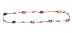 18ct Rose Gold Pink Sapphire and Rose Cut Diamond Bracelet