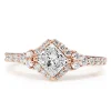 18ct Rose Gold Princess Cut Diamond Halo Ring