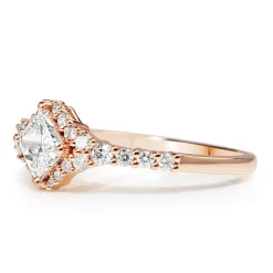 18ct Rose Gold Princess Cut Diamond Halo Ring
