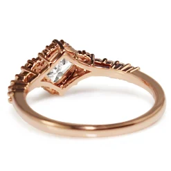 18ct Rose Gold Princess Cut Diamond Halo Ring