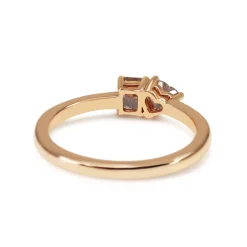 18ct Rose Gold Radiant and Heart Cut Moi et Toi Style Pink Diamond Ring