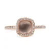 9ct Rose Gold Rose Quartz and Diamond Halo Ring
