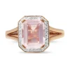 9ct Rose Gold Rose Quartz Diamond Halo Ring