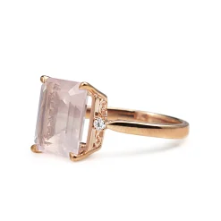 9ct Rose Gold Rose Quartz and Diamond Cocktail Ring