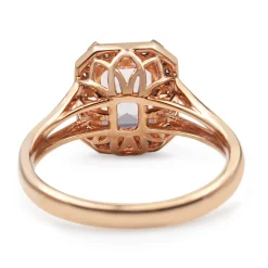 9ct Rose Gold Rose Quartz Diamond Halo Ring