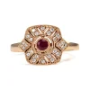 18ct Rose Gold Ruby and Diamond Art Deco Style Ring