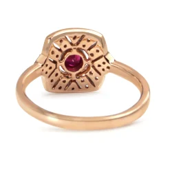 18ct Rose Gold Ruby and Diamond Art Deco Style Ring