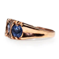 9ct Rose Gold Sapphire and Diamond 3 Stone Ring