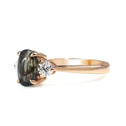 18ct Rose Gold Sapphire and Diamond 3 Stone Ring