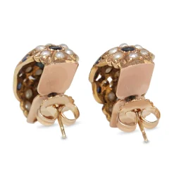 14ct Rose Gold Sapphire and Pearl Vintage Earrings