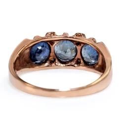 9ct Rose Gold Sapphire and Diamond 3 Stone Ring