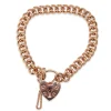 9ct Rose Gold Solid Curb Link Bracelet with Padlock Clasp