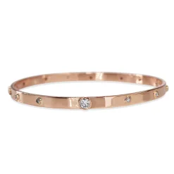 9ct Rose Gold Solid Diamond Bangle