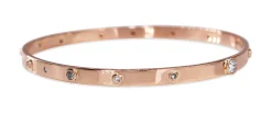 9ct Rose Gold Solid Diamond Bangle