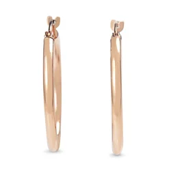 9ct Rose Gold Thin 25mm Hoop Earrings