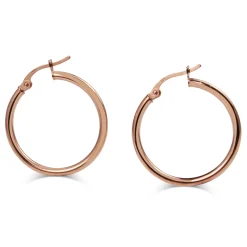 9ct Rose Gold Thin 25mm Hoop Earrings