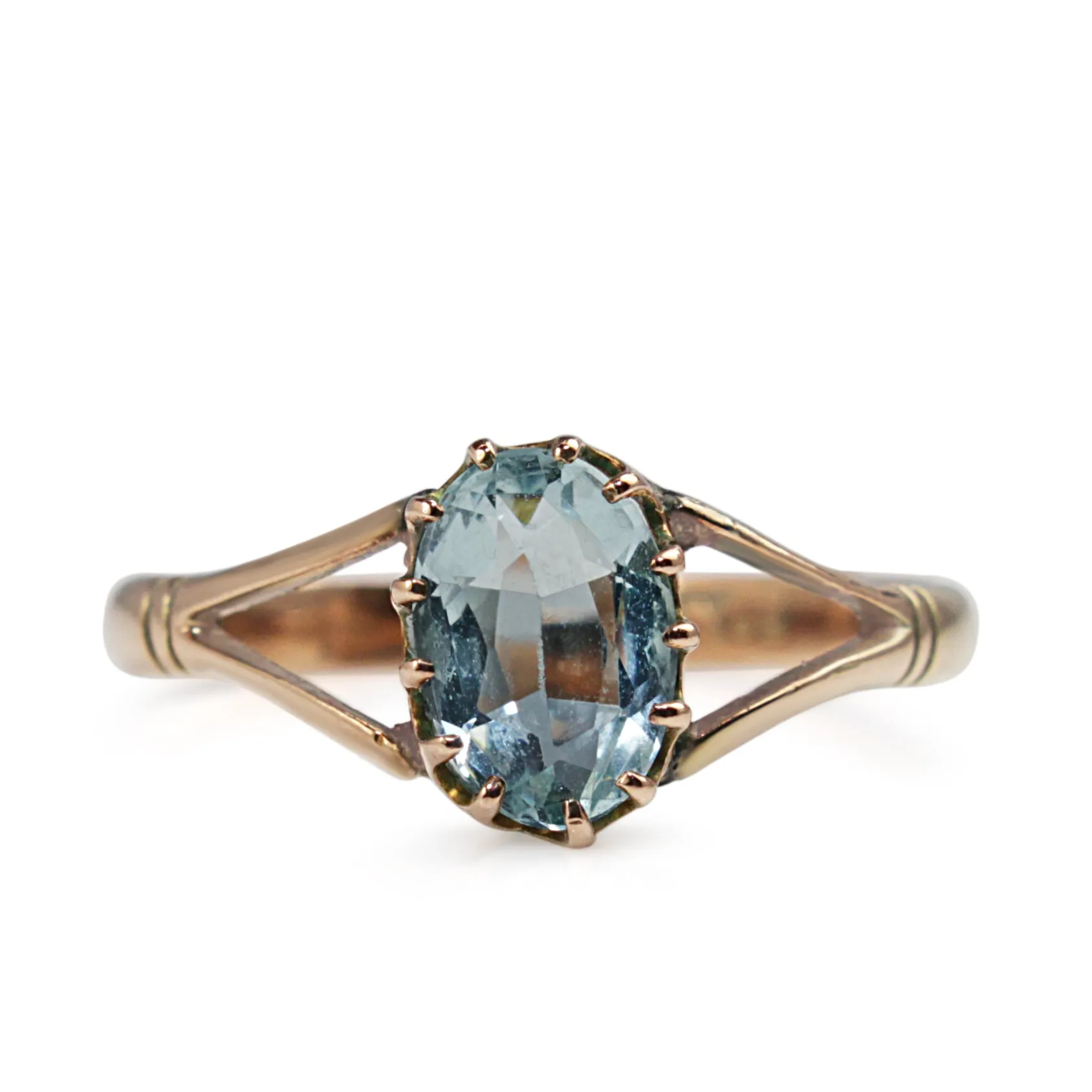 9ct Rose Gold Vintage Aquamarine Ring