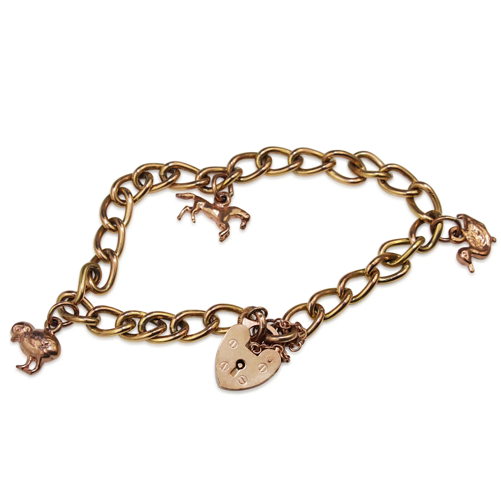 9ct Rose Gold Vintage Charm Bracelet