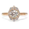 18ct Rose Gold Vintage Style Diamond Halo Ring