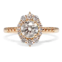 18ct Rose Gold Vintage Style Diamond Halo Ring