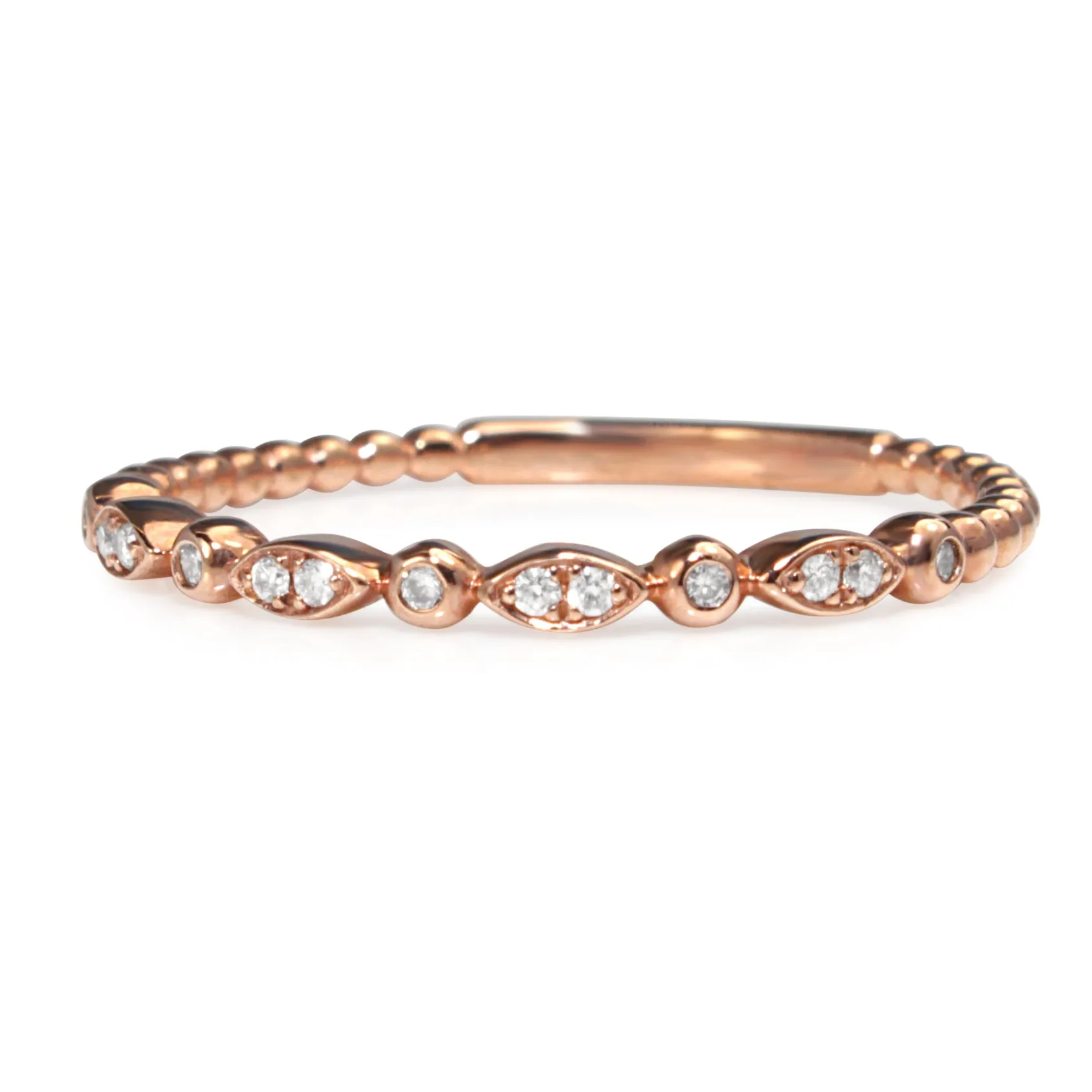 9ct Rose Gold Vintage Style Diamond Band