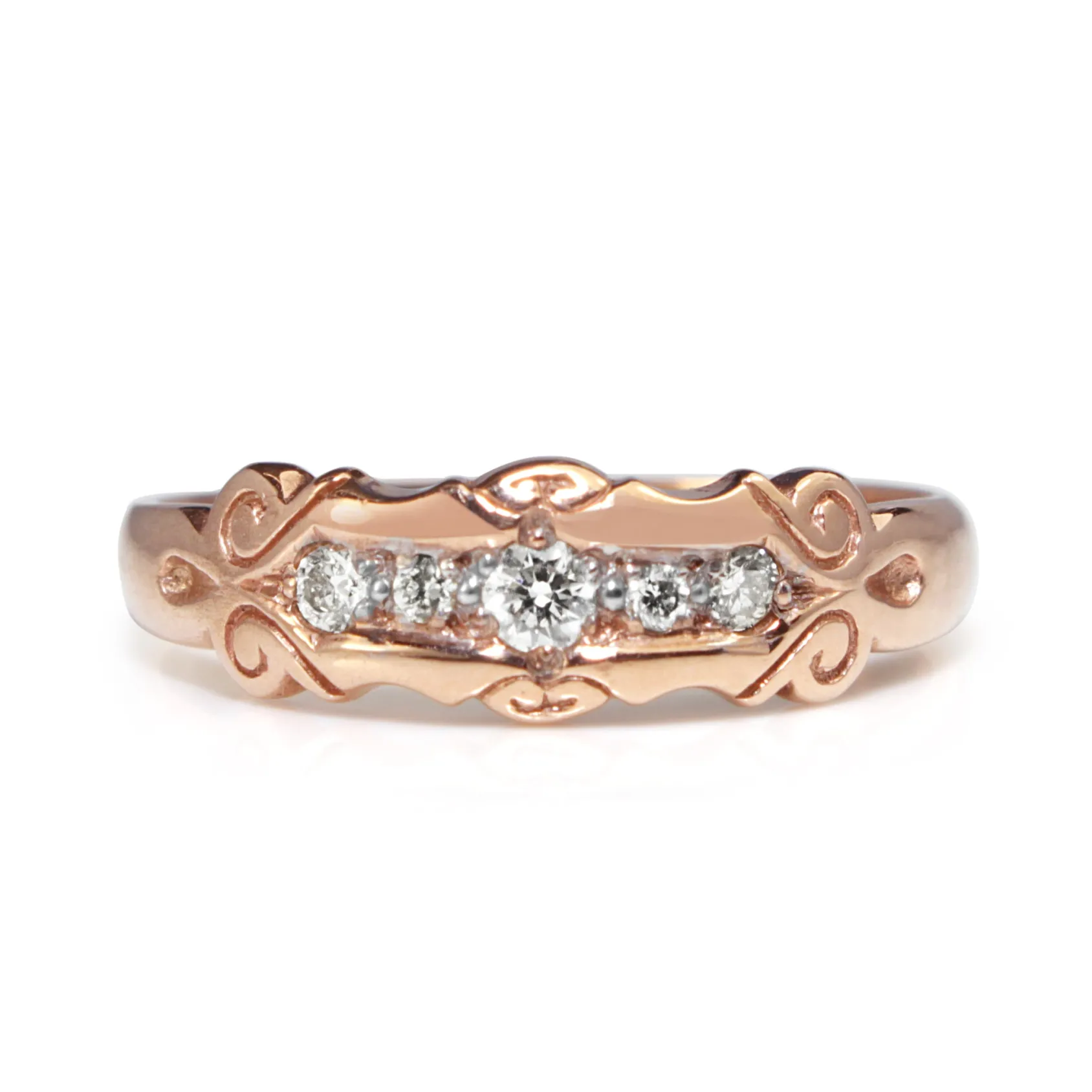 9ct Rose Gold Vintage Style Diamond Band