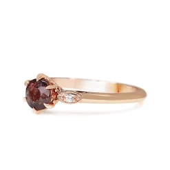 18ct Rose Gold Vintage Style Pink/Purple Sapphire and Diamond Ring