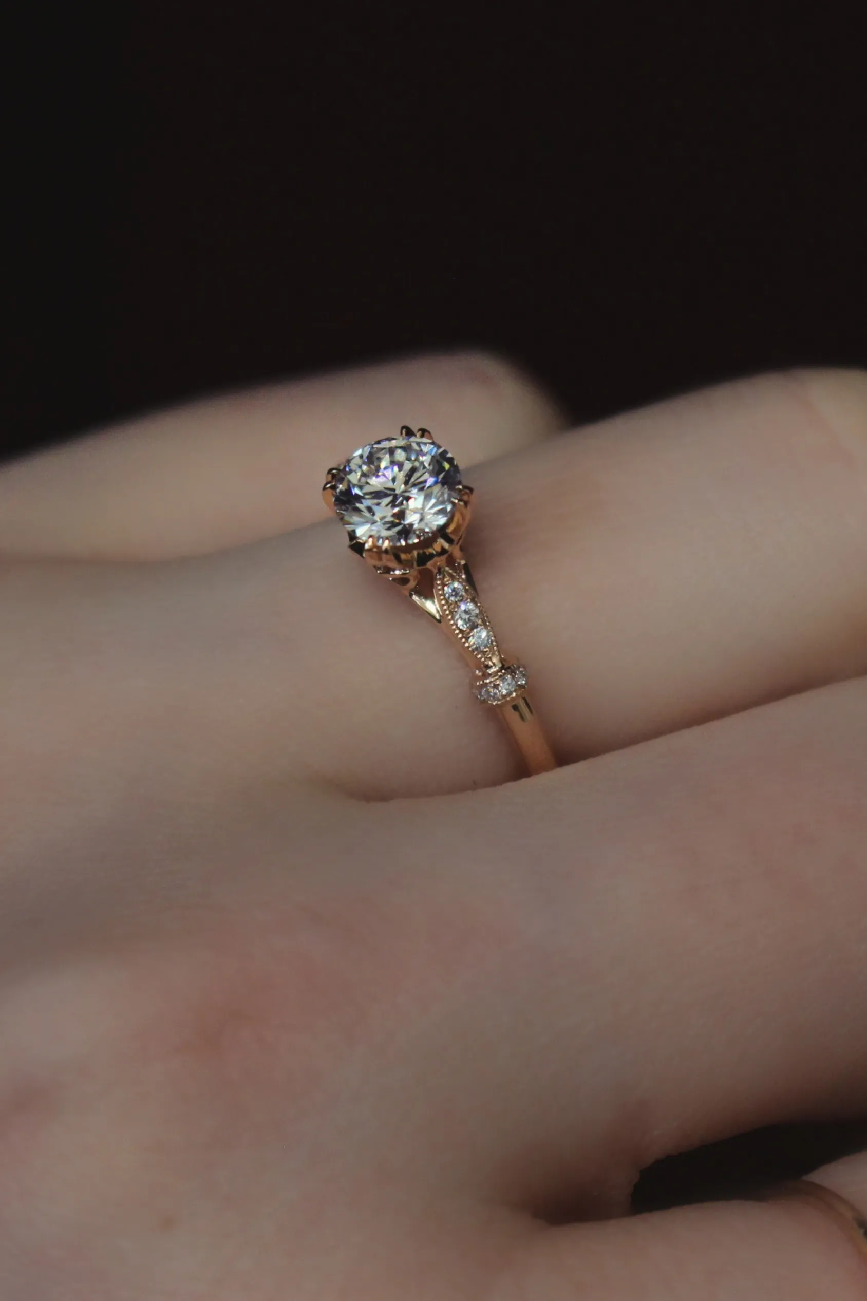 18ct Rose Gold Vintage Style Solitaire Ring