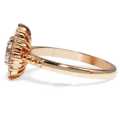 18ct Rose Gold Vintage Style Diamond Halo Ring